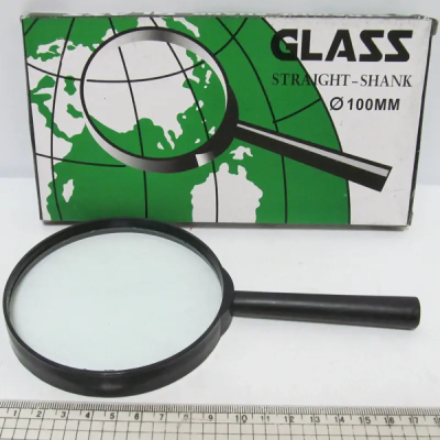 Лупа d-100мм, скляна лінза, пластик. оправа