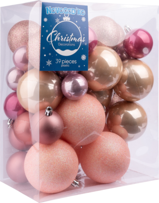 Набір новорічних куль Novogod'ko №2, 39 шт/наб, рожевий