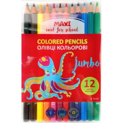 Олівці кольорові Jumbo,12 шт., пластикові, шестигранні Олівці кольорові Jumbo,12 шт., пластикові, шестигранні