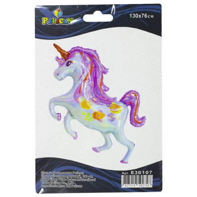 Кулька Pelican (130 см) фольгована, Єдиноріг, перламутровий, 836107 Кулька Pelican (130 см) фольгована, Єдиноріг, перламутровий, 836107