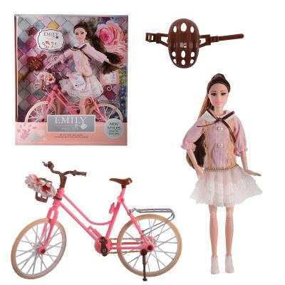 Кукла Emily ст. QJ077 с велосипедом и аксесс, короб.33*28*6см
