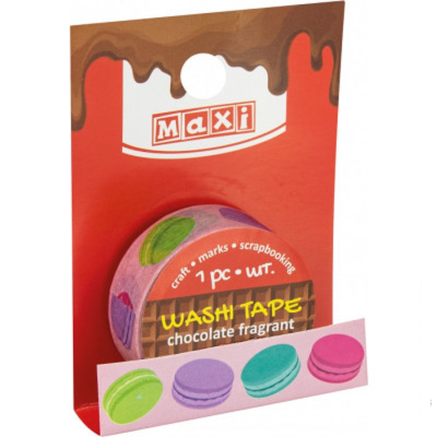 Стрічка клейка декоративна з принтом 15мм*3м з ароматом шоколаду (1) Стрічка клейка декоративна з принтом 15мм*3м з ароматом шоколаду (1)