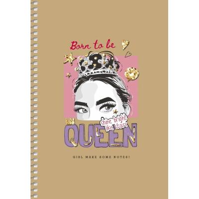 Зошит для записів, спiраль, А5/96арк., без лініювання, кремовий блок, 70г/м2, крафт, лаз. висічка, S