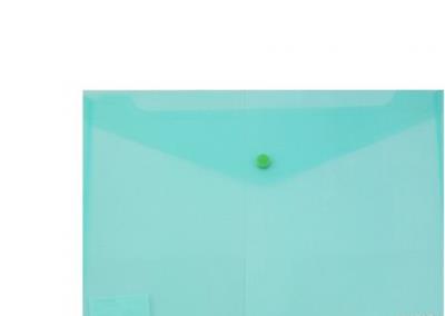 Папка-конверт Knopka, А4 прозрачная на кнопке, фактура "глянец", бирюзовый
