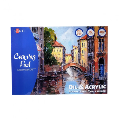 Полотно бавовняне в альбомі для ескізів Santi олійн і акрил. фарбами, 280 г / м2, А4, 10 арк. Полотно бавовняне в альбомі для ескізів Santi олійн і акрил. фарбами, 280 г / м2, А4, 10 арк.