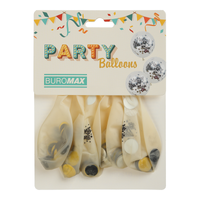 Набір повітряних кульок "Happy Birthday" з глітером, 6 шт, 30 см, срібний