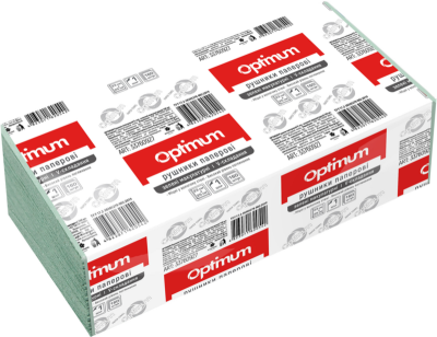 Рушник паперовий OPTIMUM, V - складання, 160 шт, зелений макулатурний (1/25) Рушник паперовий OPTIMUM, V - складання, 160 шт, зелений макулатурний (1/25)