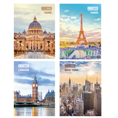 Книга канцелярська "Столиці світу" 80 аркушів, клітинка, (тверда ламінована обкладинка), А4, асорті (1/8) Книга канцелярська "Столиці світу" 80 аркушів, клітинка, (тверда ламінована обкладинка), А4, асорті (1/8)