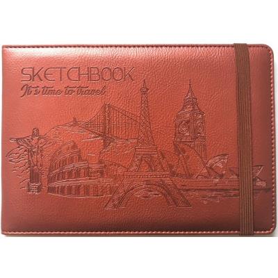 Скетчбук 100г , N9313,Кожзам,А5, на резинці 64 аркуші, чисті аркуші