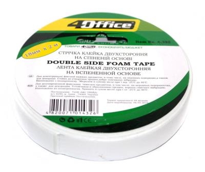 Клейка стрічка 2х-сторонн. монтажна, пінна основа., ширина 18 мм, довжина 2 м, 4-395, 4Office (16/96) Клейка стрічка 2х-сторонн. монтажна, пінна основа., ширина 18 мм, довжина 2 м, 4-395, 4Office (16/96)