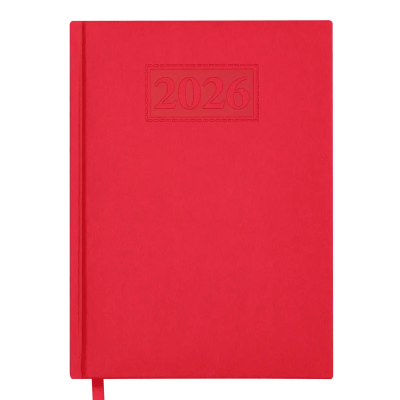 Щоденник датов. 2026 GENTLE, A5, червоний, штуч. шкіра/поролон