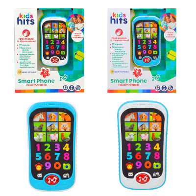 Телефон муз. разв. Kids Hits ст. KH03/001 (96шт)"Привет, Ферма",батарь в комплекте.,2 цвета микс,