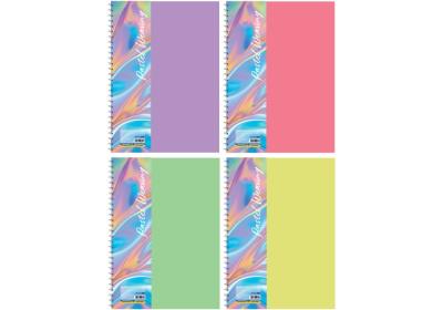 Блокнот В5, пластикова обкладинка (фактура тканина), бічна спіраль, 60 арк., клітинка, асорті пастел