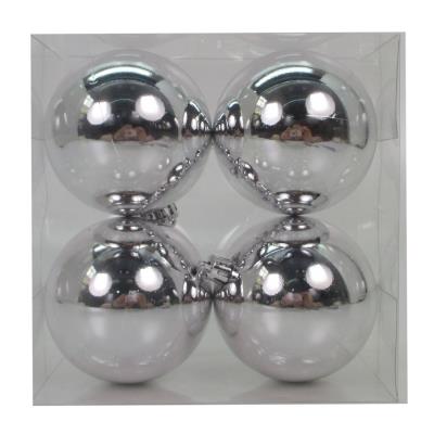 Набір новорічних куль Yes! Fun, пластик, 8см, 4 шт/уп, срібний глянець