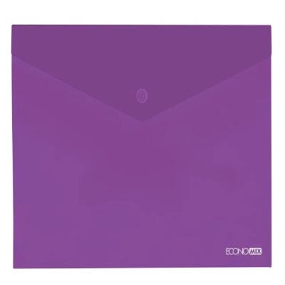 Папка-конверт В5 прозора на кнопці Economix, 180 мкм, фактура "глянець", фіолетова (12/180)