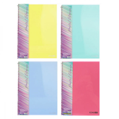 Блокнот В5, пластикова обкладинка (фактура глянець), бічна спіраль, 60 арк., клітинка, асорті пастел