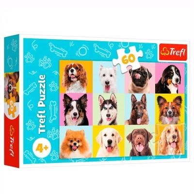 Пазли - (60 елм.) - "Портрети песиків" /Trefl