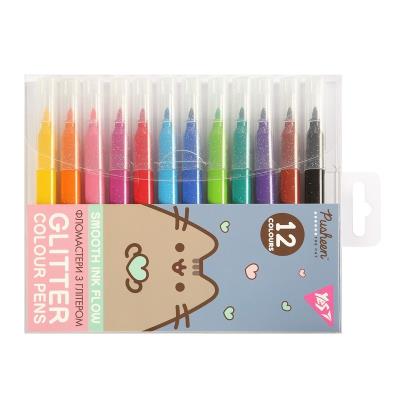 Фломастери Yes 12 кольорів "Pusheen", гліттер