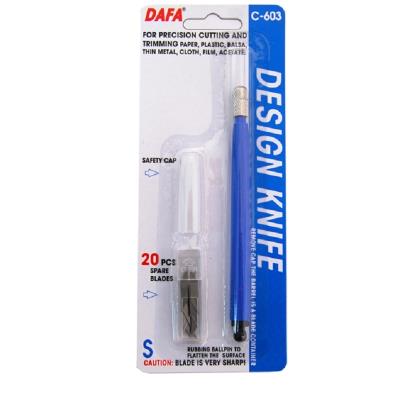 Нож макетный С-603, пластиковая ручка, 20 сменных лезвий, DAFA