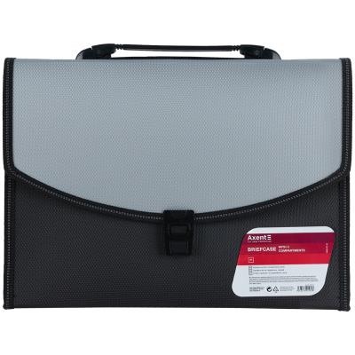 Портфель А4 на 3 відділення, чорний+сірий