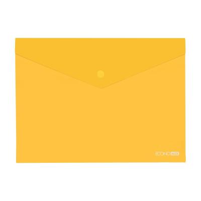 Папка-конверт А5 прозрачная на кнопке Economix, 180 мкм, фактура "глянец", желтая