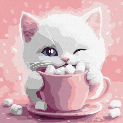 Набір для розпису по номерах для дітей "Какао для котика (картина № 3)" 30х30см Набір для розпису по номерах для дітей "Какао для котика (картина № 3)" 30х30см