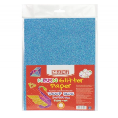 Картон з блискітками А4, блакитний 5 аркушів 290+-10г/м2 МХ61923 (1 шт)