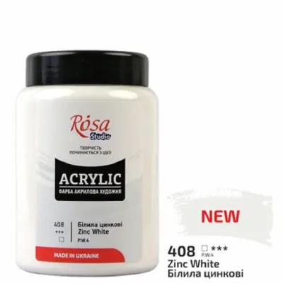 Краска акриловая, Белила цинковые, 400 мл, ROSA Studio