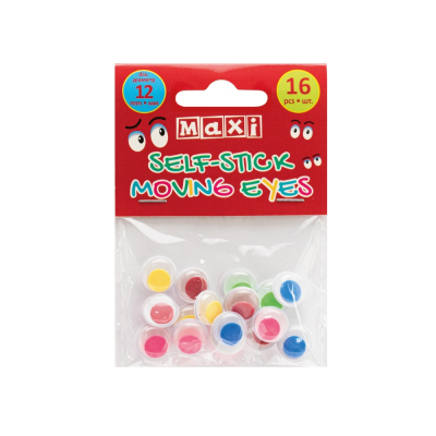 Подвижные глазки для декорирования на клейкой цветной основе, диаметр 12 мм, 16 шт., MX61723 Подвижные глазки для декорирования на клейкой цветной основе, диаметр 12 мм, 16 шт., MX61723
