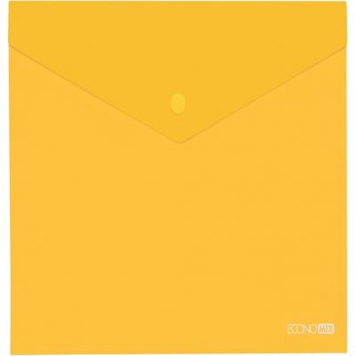 Папка-конверт В5 прозора на кнопці Economix, щільність 180 мкм, фактура "глянець", жовта (12/180)