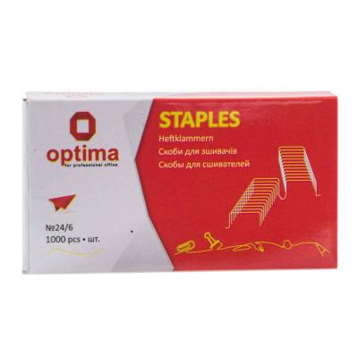 Скоби №24/6 мідні Optima, 1000 шт. Скоби №24/6 мідні Optima, 1000 шт.