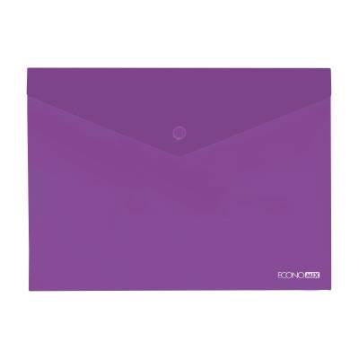 Папка-конверт А5 прозрачная на кнопке Economix, 180 мкм, фактура "глянец", фиолетовая
