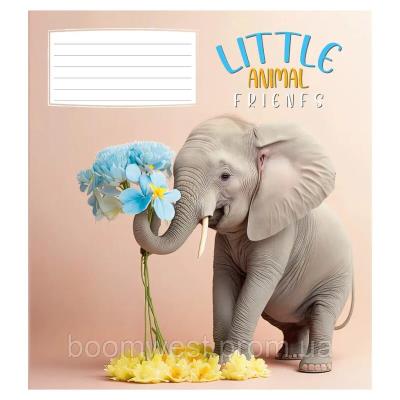 Зошит учнівський повноколірний 12 арк., клітинка. "Маленькі звірята"