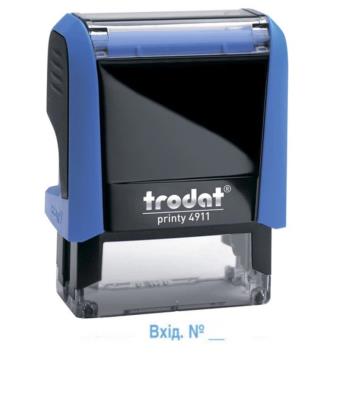 Оснащення до штампу пласт. 38*14мм синя, "Вхід.№дата"