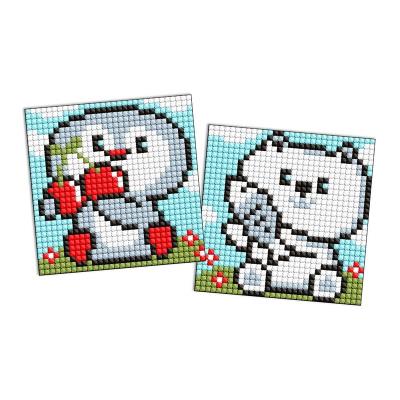 Набір з алмазною мозаїкою на магнітній основі для дітей "Пінгвін та ведмежатко" 9x9см Набір з алмазною мозаїкою на магнітній основі для дітей "Пінгвін та ведмежатко" 9x9см