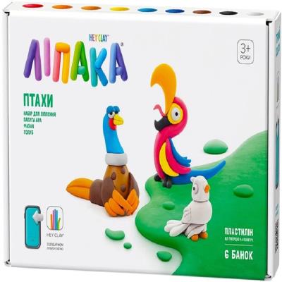 Набір пластиліну, що самостійно твердіє, ЛІПАКА – ПТАХИ: ПАПУГА АРА, ФАЗАН, ГОЛУБ Набір пластиліну, що самостійно твердіє, ЛІПАКА – ПТАХИ: ПАПУГА АРА, ФАЗАН, ГОЛУБ