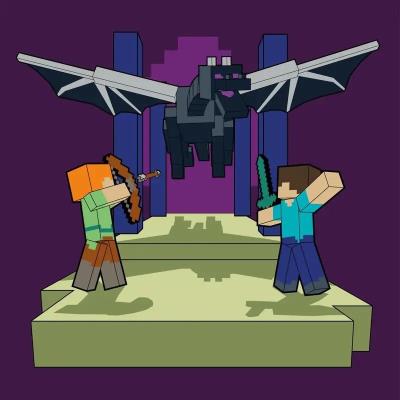 Картина за номерами SANTI "Майнкрафт. Стів та Алекс бій з драконом", 25*25см