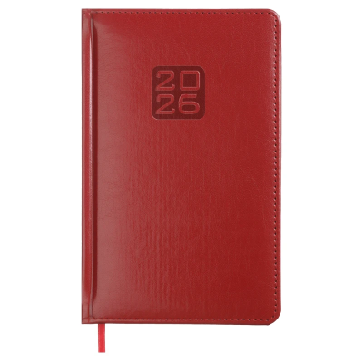 Щотижневик датов. 2026 BRAVO, A5, червоний, штуч. шкіра/поролон