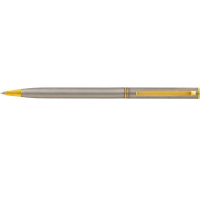 Ручка шариковая Canoe, корпус серебристый с золотистыми деталями, O15964-68