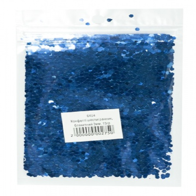 Конфеті шестигранник 3мм блакитне, 15гр, 6404 Конфеті шестигранник 3мм блакитне, 15гр, 6404