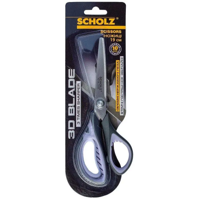 Ножиці канцелярські, довжина 19 см, 3D BLADE , прогумовані ручки, 4207SCH, Scholz (1/12)