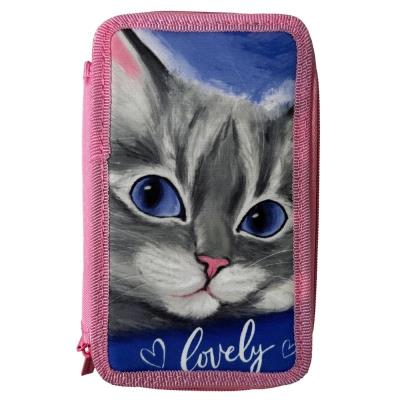 пенал 2-яр. пустий, поліестер, "Lovely Cat", 24306C