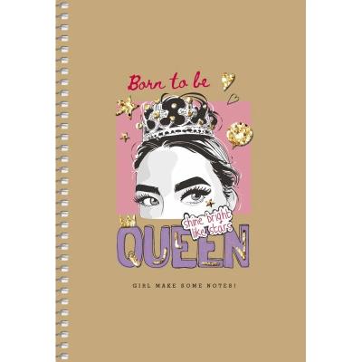 Зошит для записів, спiраль, А5/96арк., клітинка, кремовий блок, 70г/м2, крафт, лаз. висічка, Student 