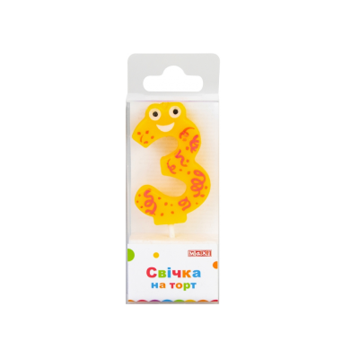 Свічка для торту "3" висотою 4,5 см Свічка для торту "3" висотою 4,5 см