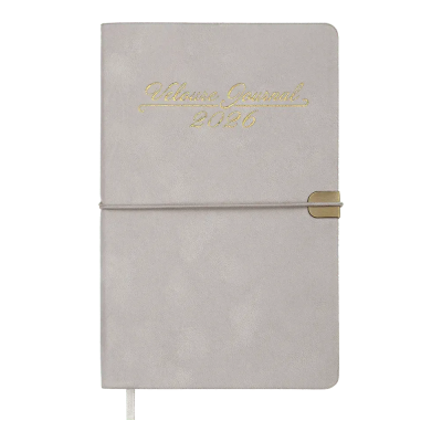Щотижневик датов. 2026 VELOUR, A5, світло-сірий, штуч.шкіра
