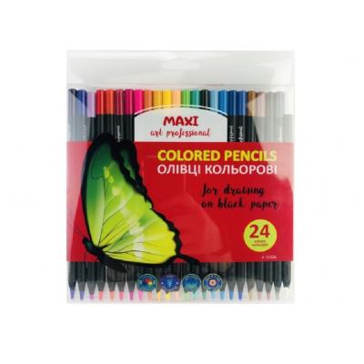 Олівці кольорові, 24 шт., круглі, для чорного та білого паперу