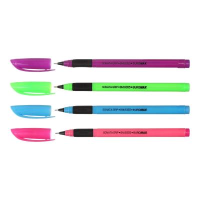 Ручка масляна, з резиновим грипом, 0.5 мм, синя, BM.8355-01