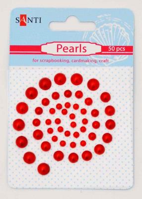 Перлини SANTI самоклеючі червоні, 50 шт