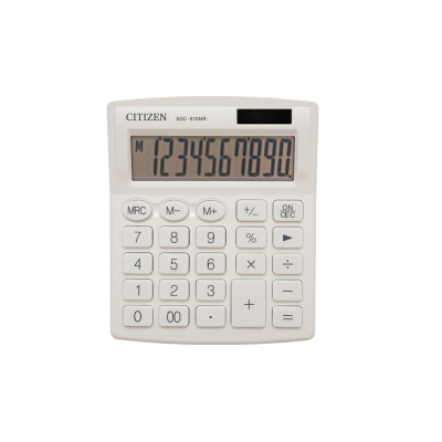 Калькулятор CITIZEN, 10-ти розрядний, SDC810NRWHE-white 124 x102 x25 мм