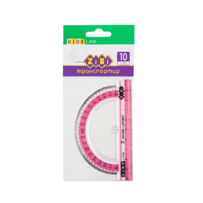 Транспортир 100мм, з рожевою смужкою, блістер Транспортир 100мм, з рожевою смужкою, блістер